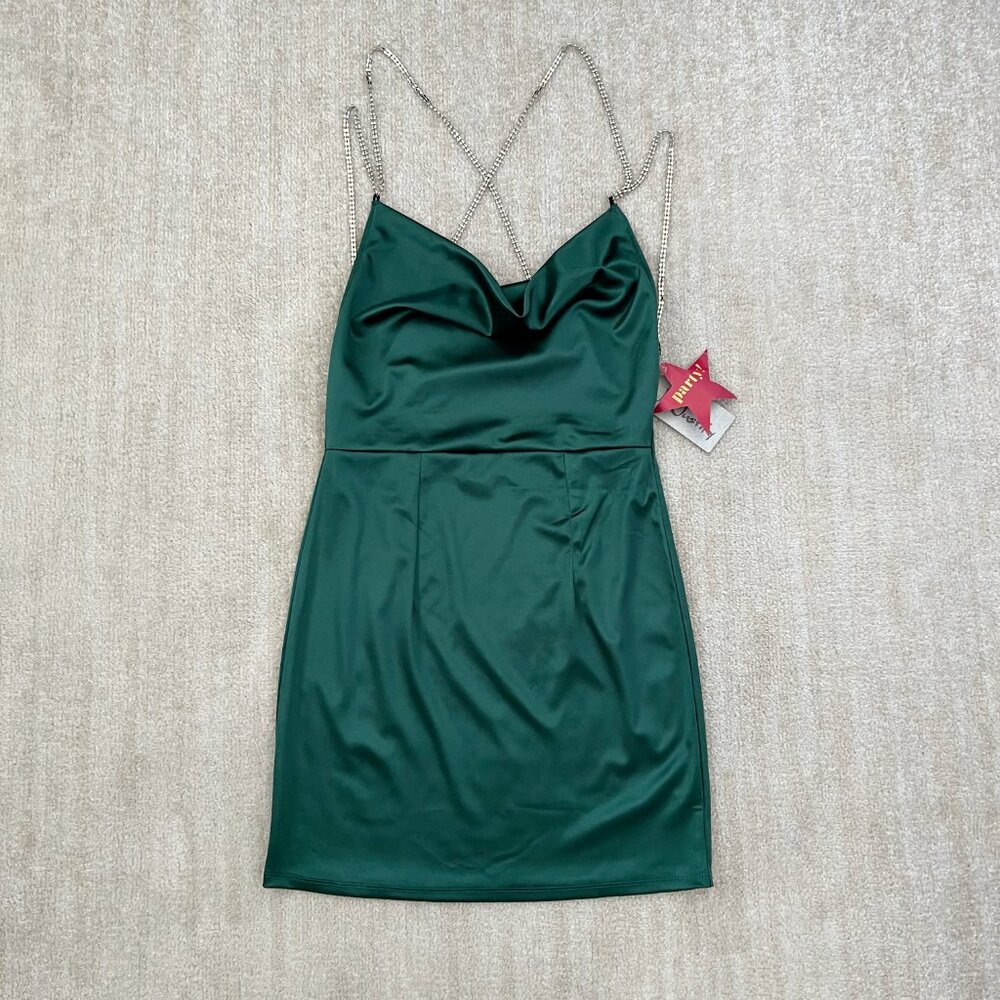 NWT J For Justify Backless Green Strappy Summer Cocktail Mini Dress M